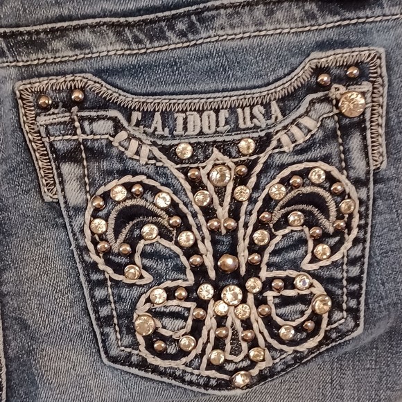 LA Idol USA Jeans, Size 5, Flared 8", Low-Rise, Boot Cut, 30W x 30L, Bedazzled - Picture 11 of 12